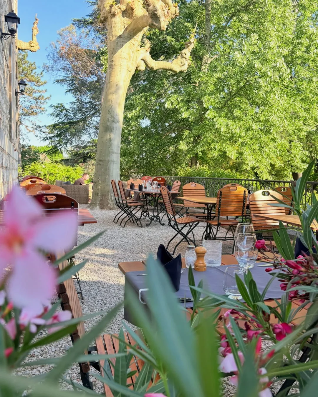 Restaurant à Ruoms en Ardèche - terrasse du restaurant de l'Hôtel Savel